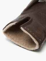 Herenhandschoenen Leder Met Wollen Voering Omega Bruin men gloves L-vue-porte